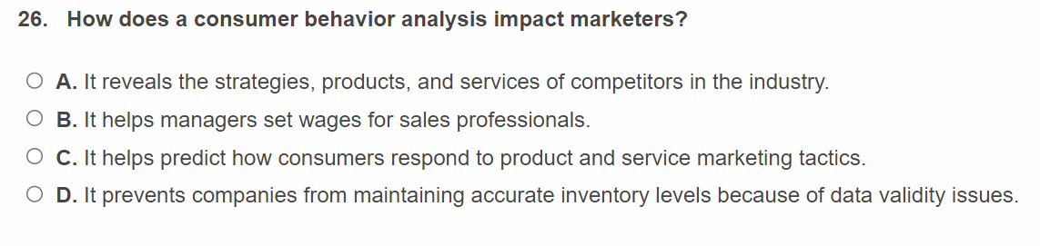 answer 26. How does a consumer behavior analysis