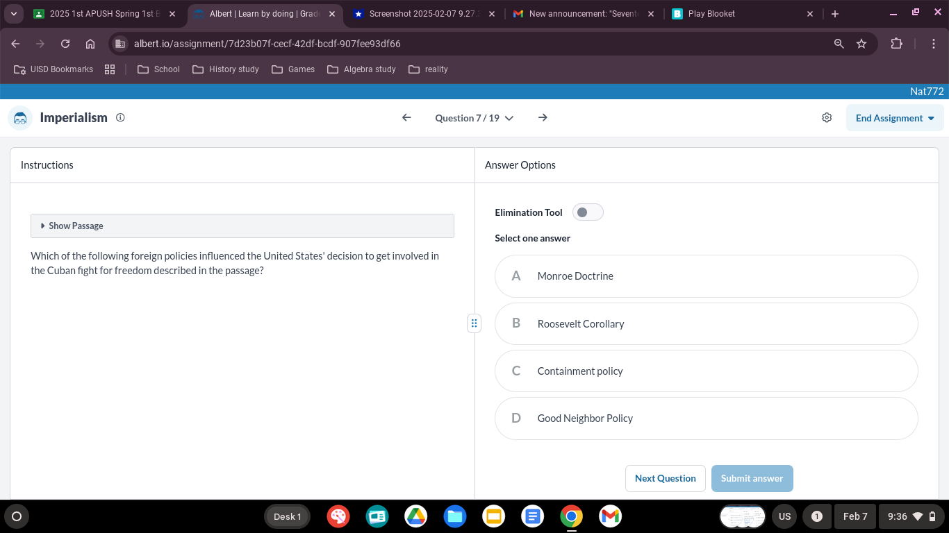 answer 2025 1st APUSH Spring 1st B x Albert |