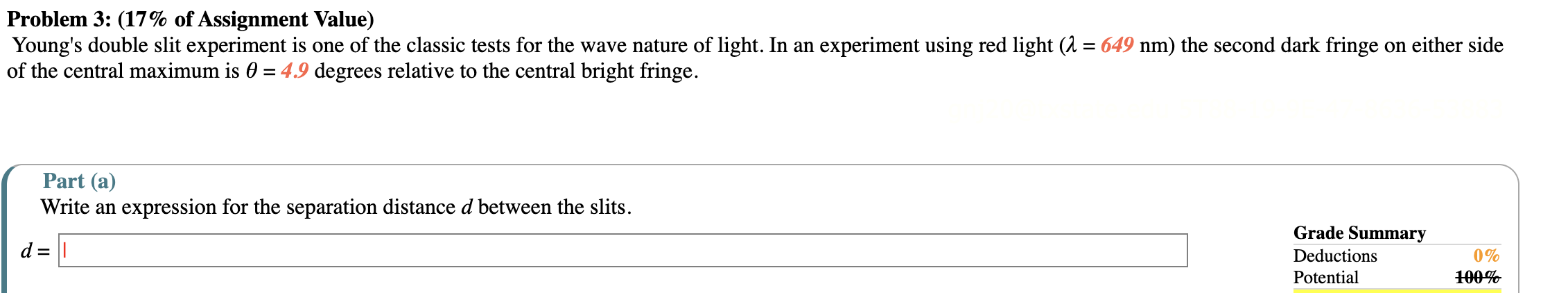 help me write the expression Problem 3: (17% of