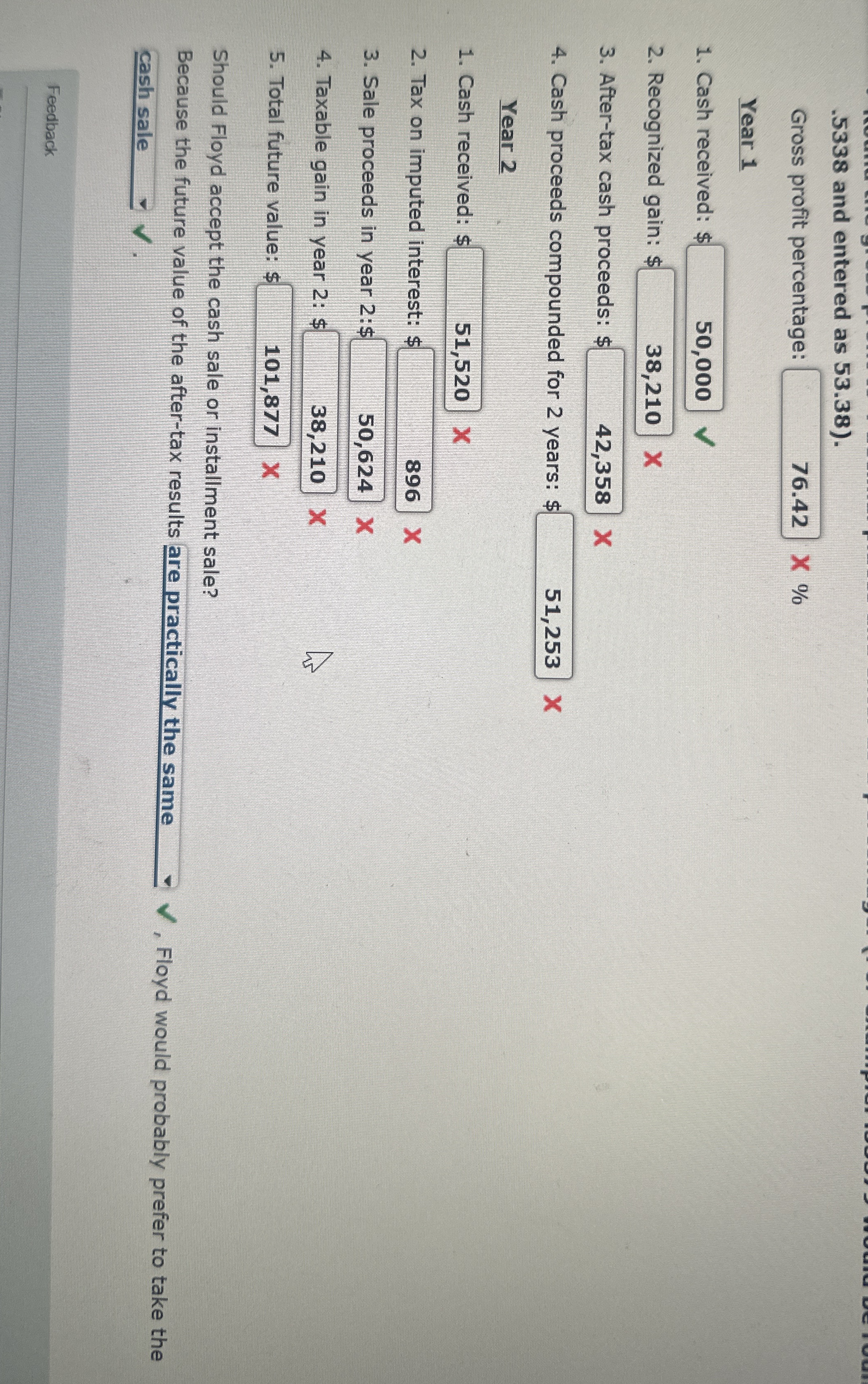 . 5 3 3 8 and entered as 5 3 . 3 8 ) . Gross