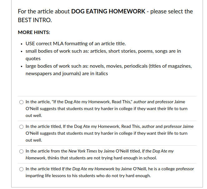 answer For the article about DOG EATING HOMEWORK