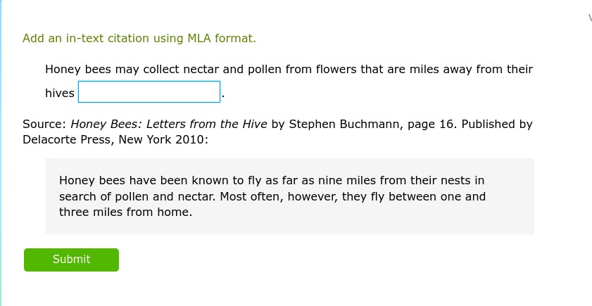 Add an in-text citation using MLA format.' Add an