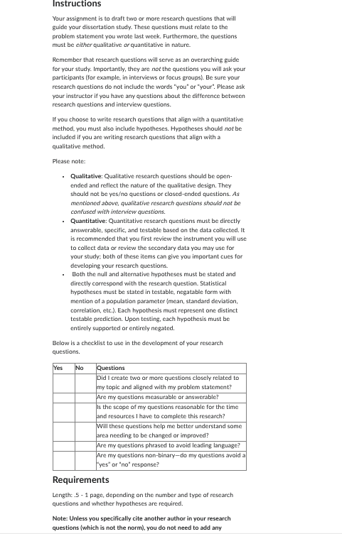 Instructions Your assignment is to draft two or