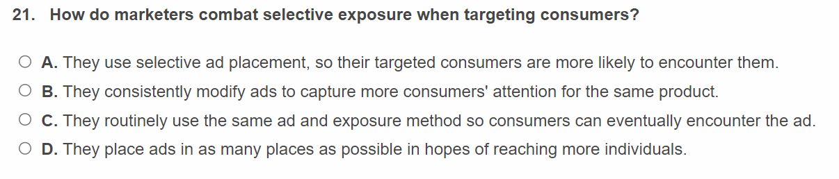 answer 21. How do marketers combat selective