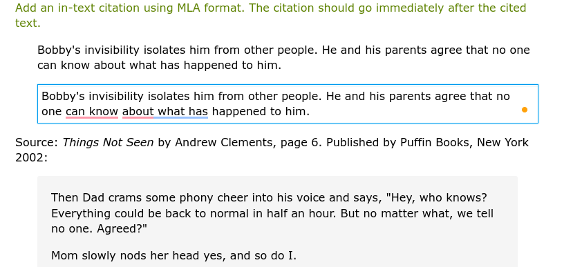 Add an in-text citation using MLA format. The