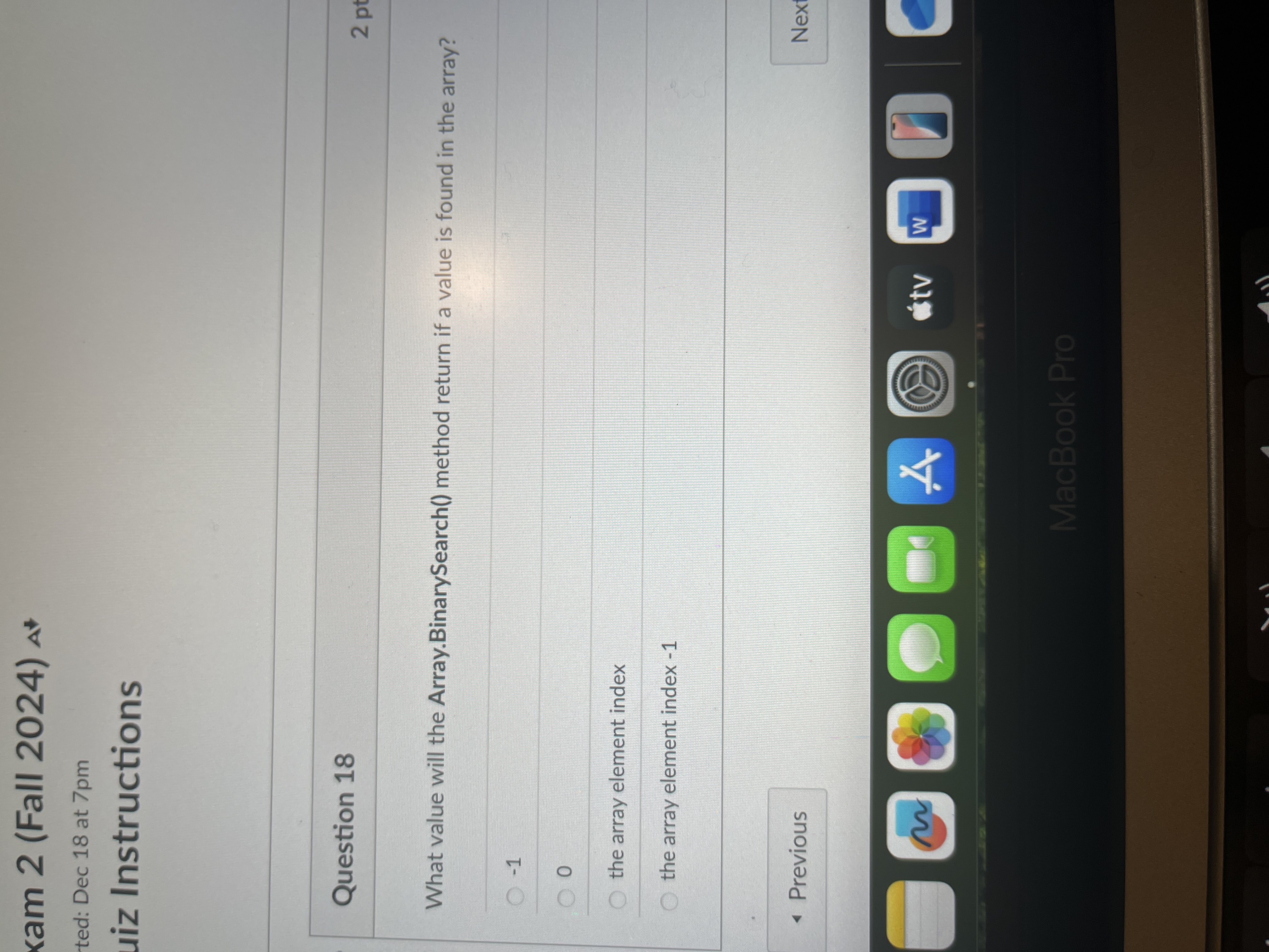Answer kam 2 (Fall 2024) At ted: Dec 18 at 7pm