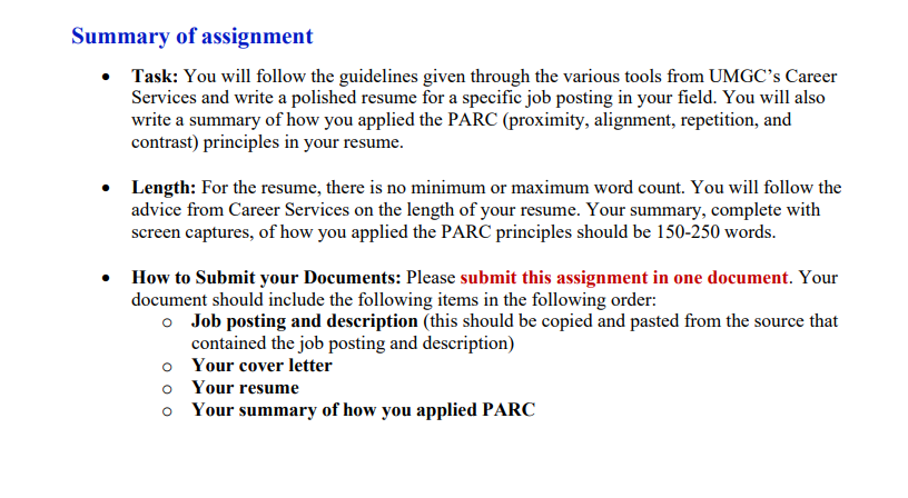 Summary of assignment Task: You will follow the
