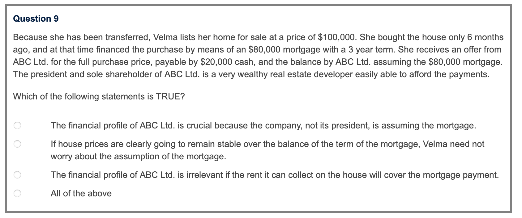 answer to this question Question 9 Because she