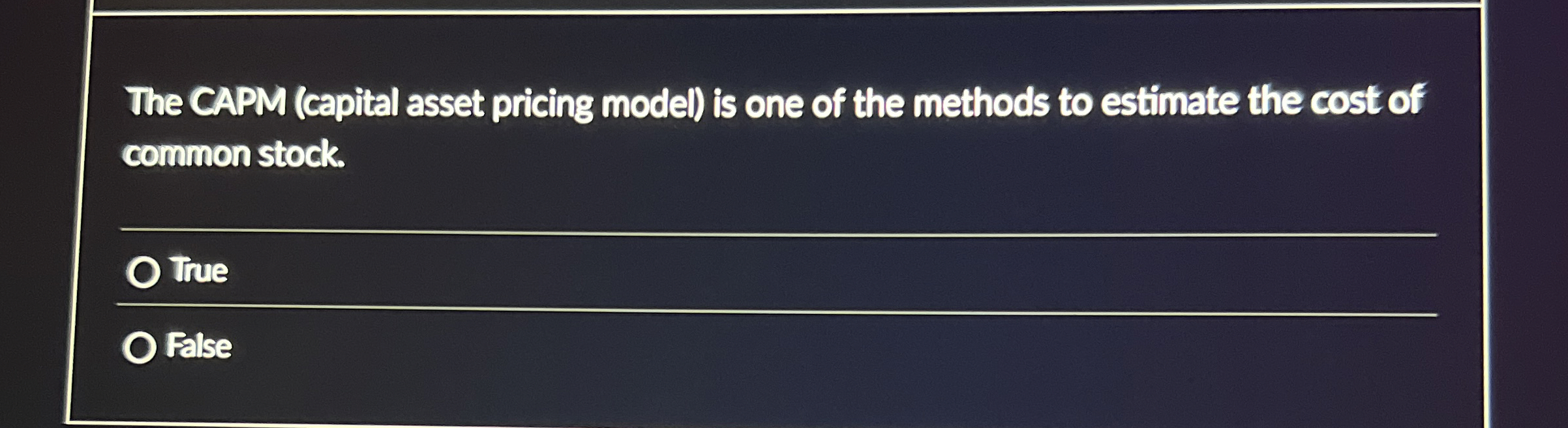 The CAPM ( capital asset pricing model ) is one