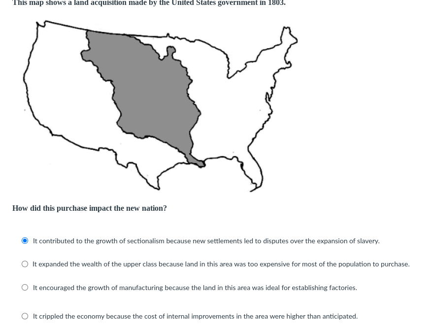 answer 'I'his map shows a land acquisition