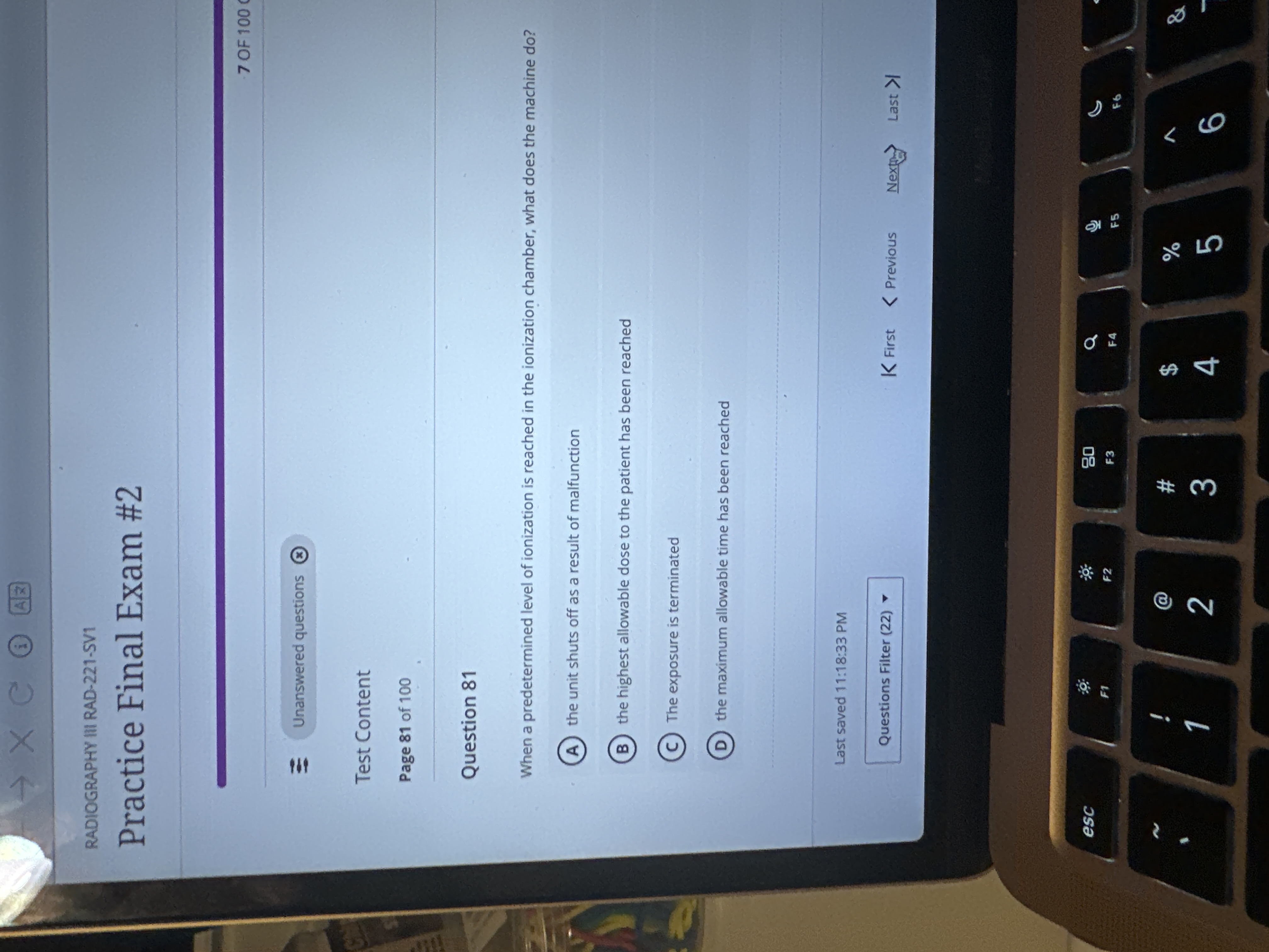 Correct answer - X C AR RADIOGRAPHY III