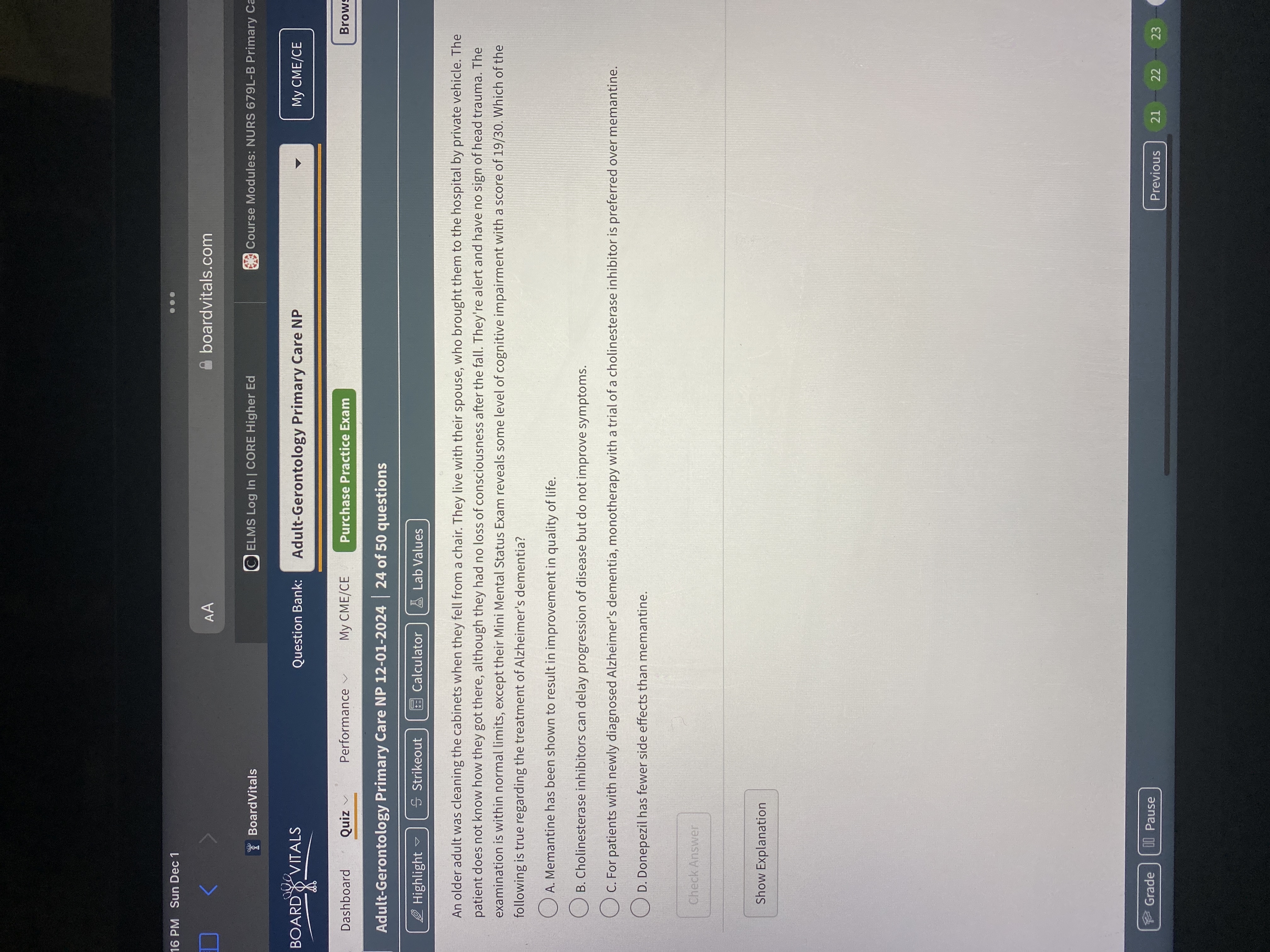 Answer 16 PM Sun Dec 1 . . . AA boardvitals.com