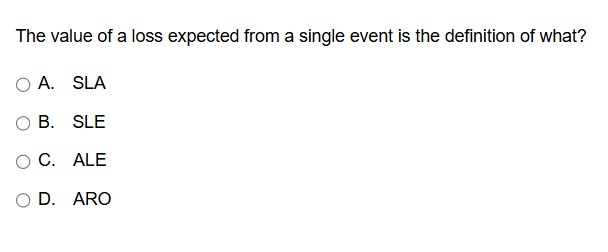 answer The value of a loss expected from a single