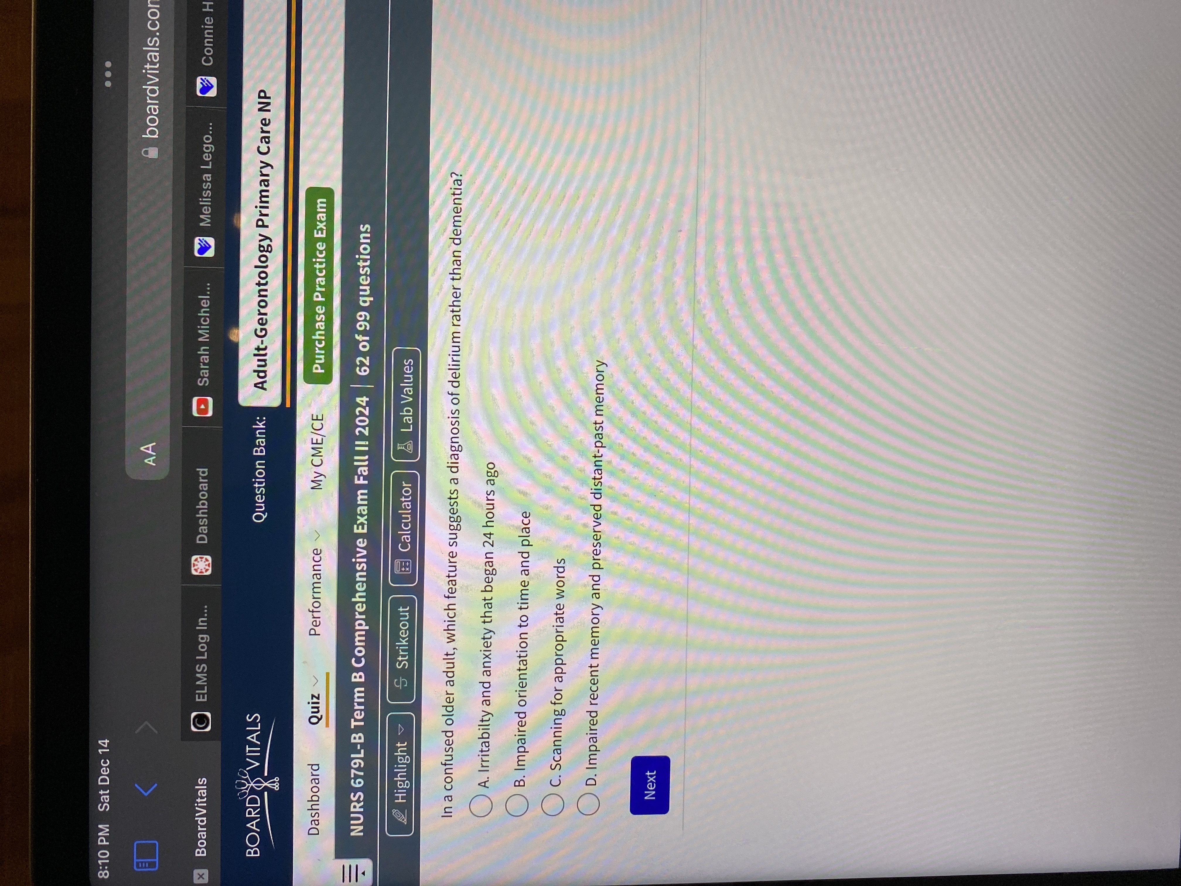 Answer 8:10 PM Sat Dec 14 . .. AA boardvitals.co