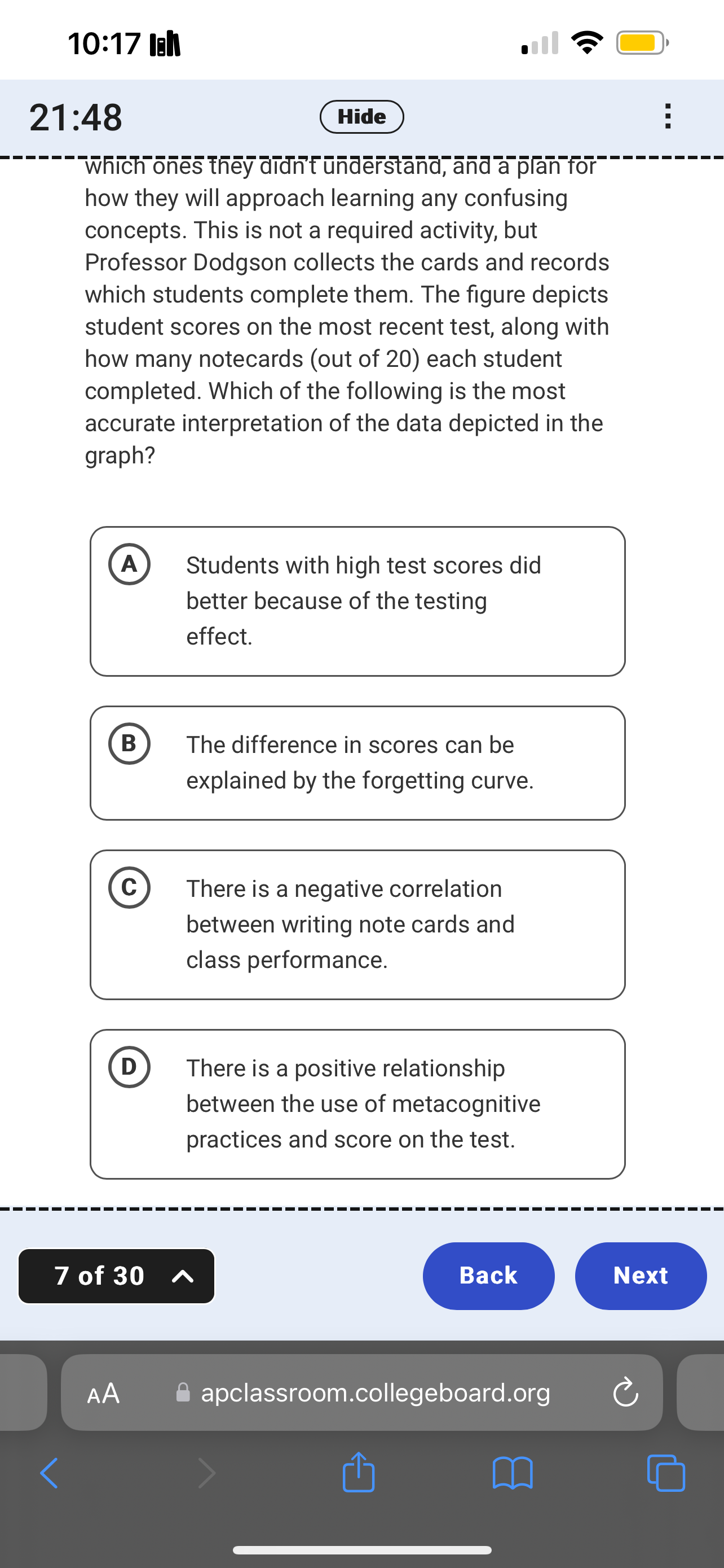 Answer 10:17 lil\\ . ? C)' 21:48 5 how they