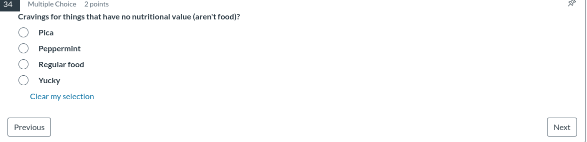 anwer 34 Multiple Choice 2 points Cravings for