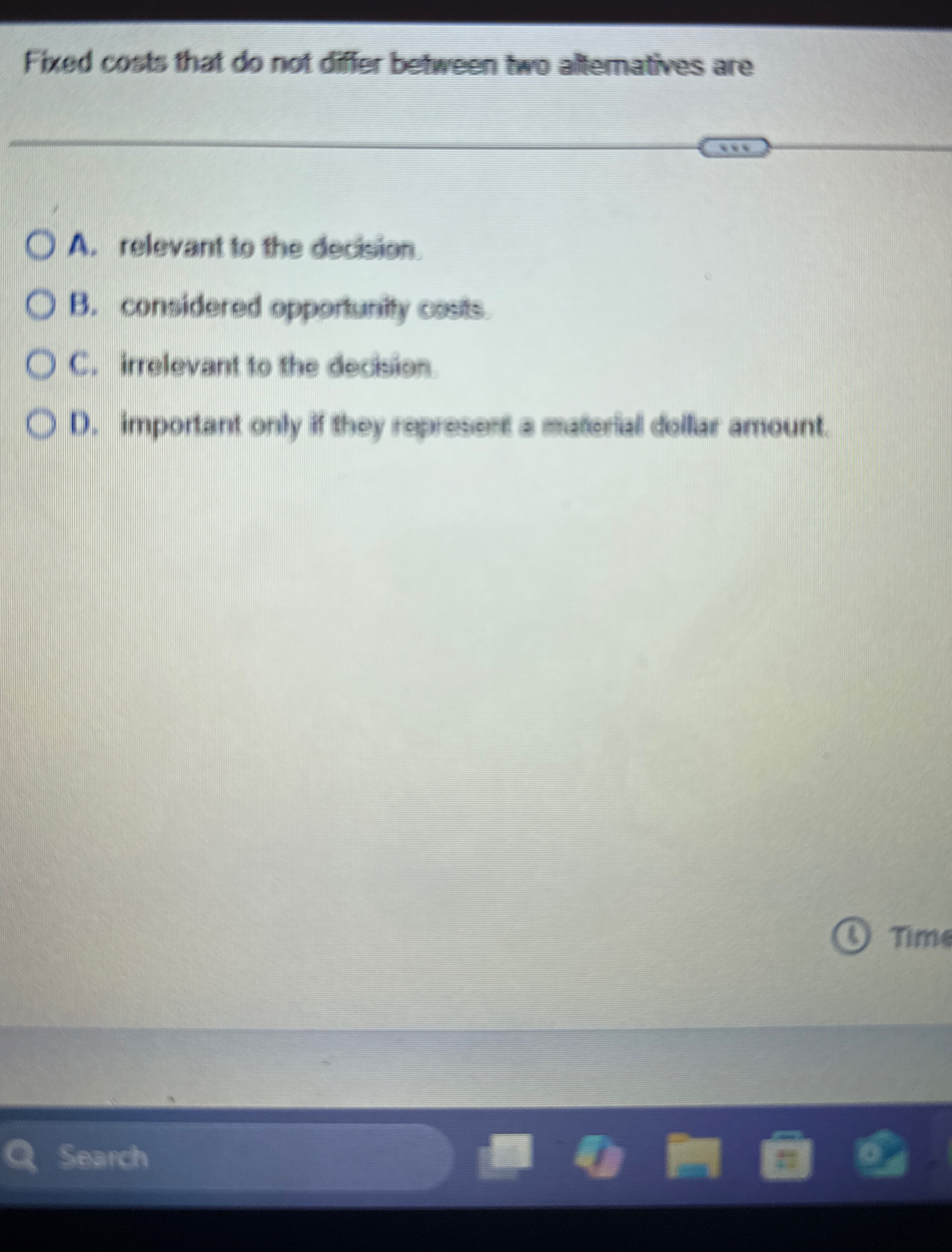 Fixed costs that do not differ between two