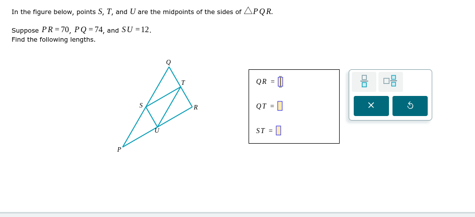 answer In the figure below, points S, T, and U