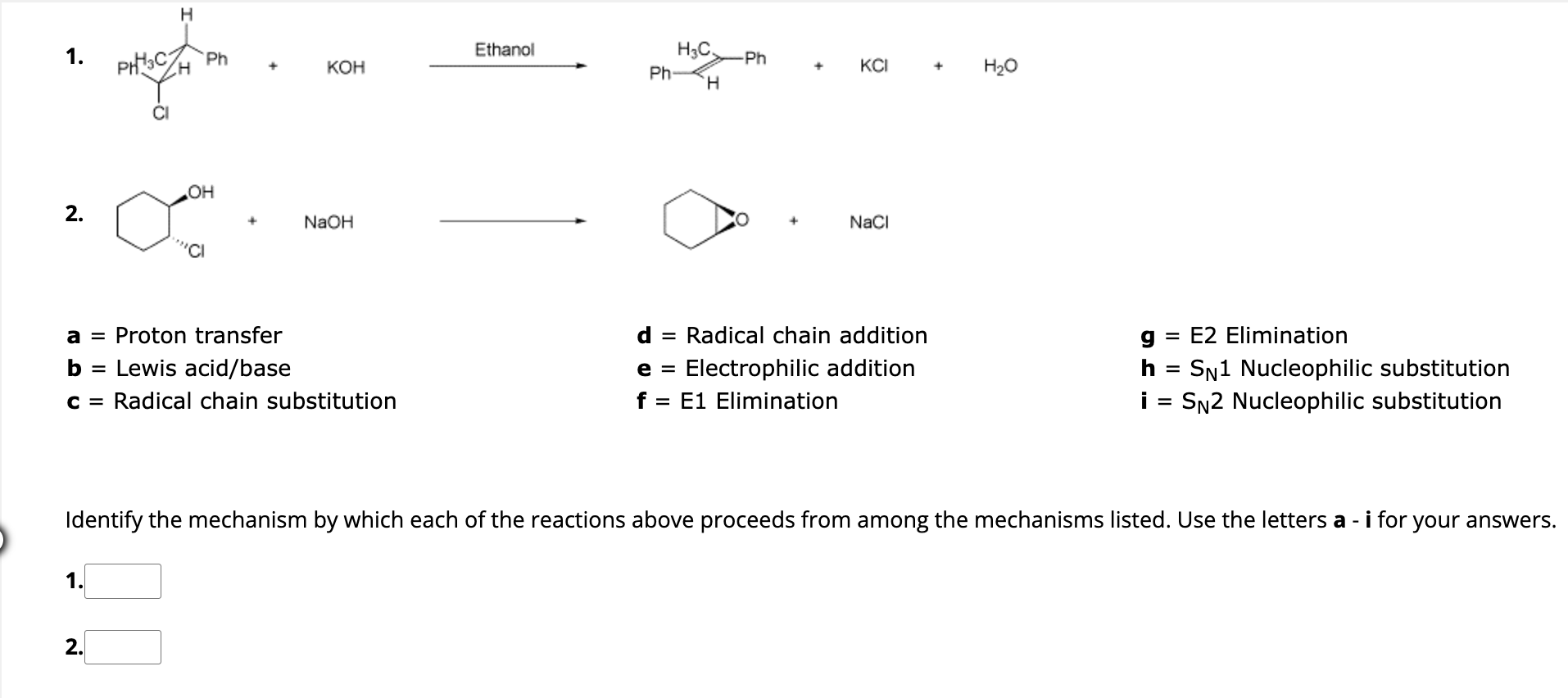 answer one and two H 1. ppHC - Ph Ethanol H3C KOH