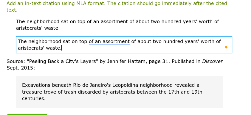 Add an in-text citation using MLA format. The
