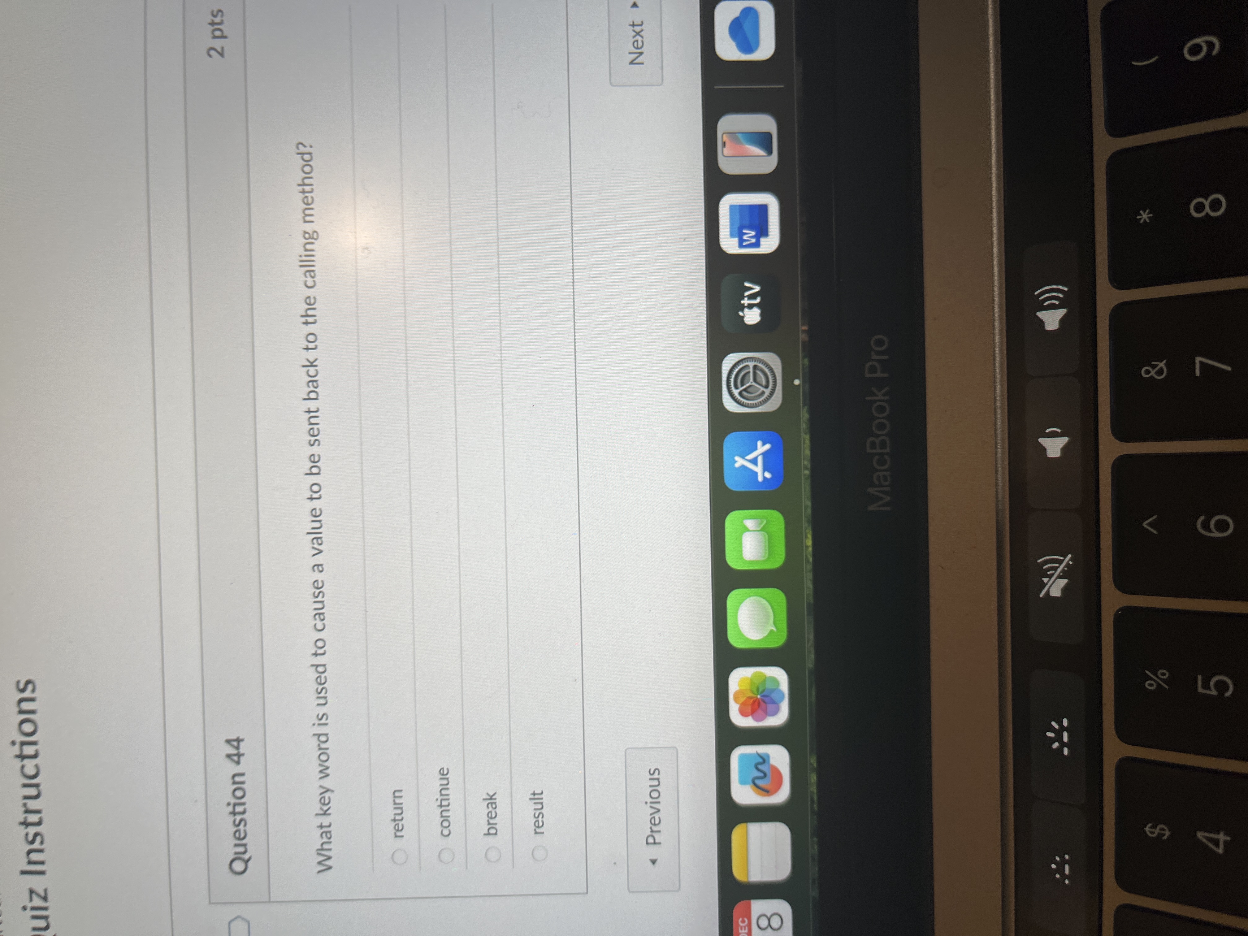 Answer uiz Instructions Question 44 2 pts What