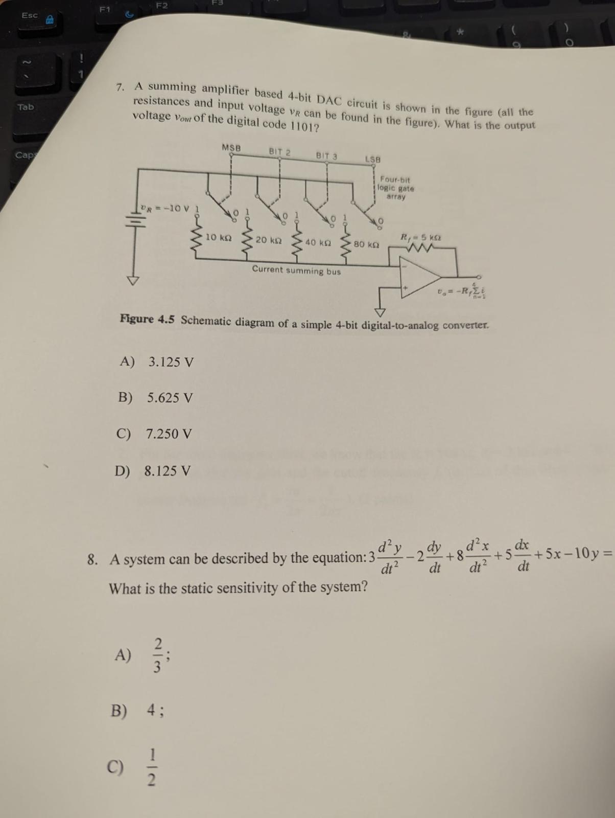 give answers Esc 7. A summing amplifier based
