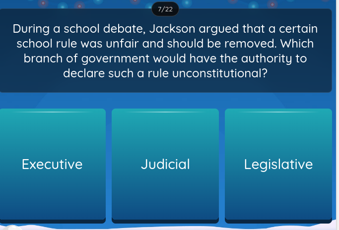 answer 7/22 During a school debate, Jackson