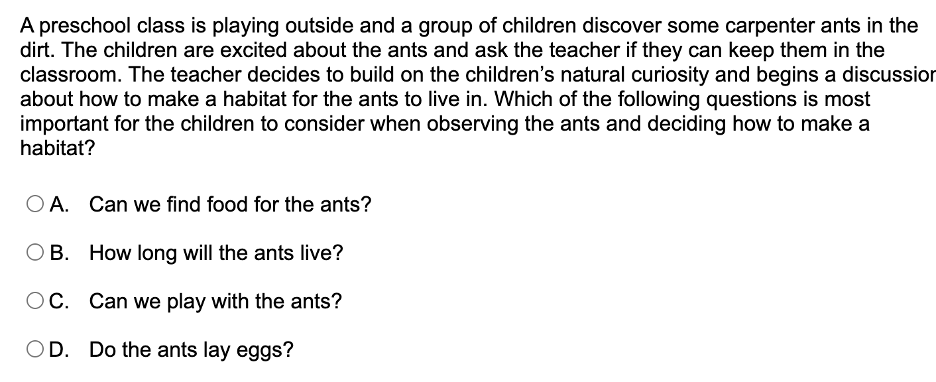 answer A preschool class is playing outside and a