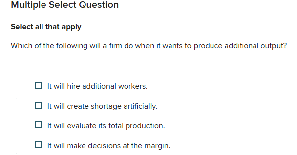 answer Multiple Select Question Select all that