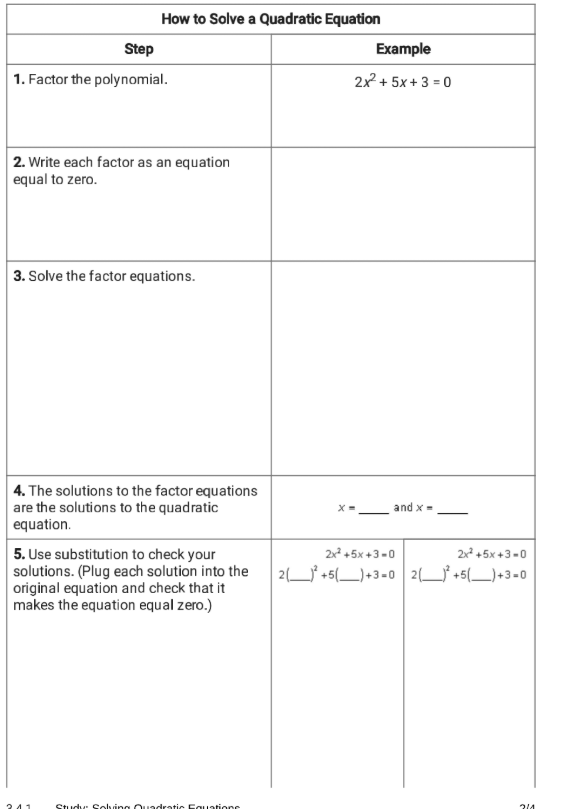 answer the questons How to Solve a Quadratic