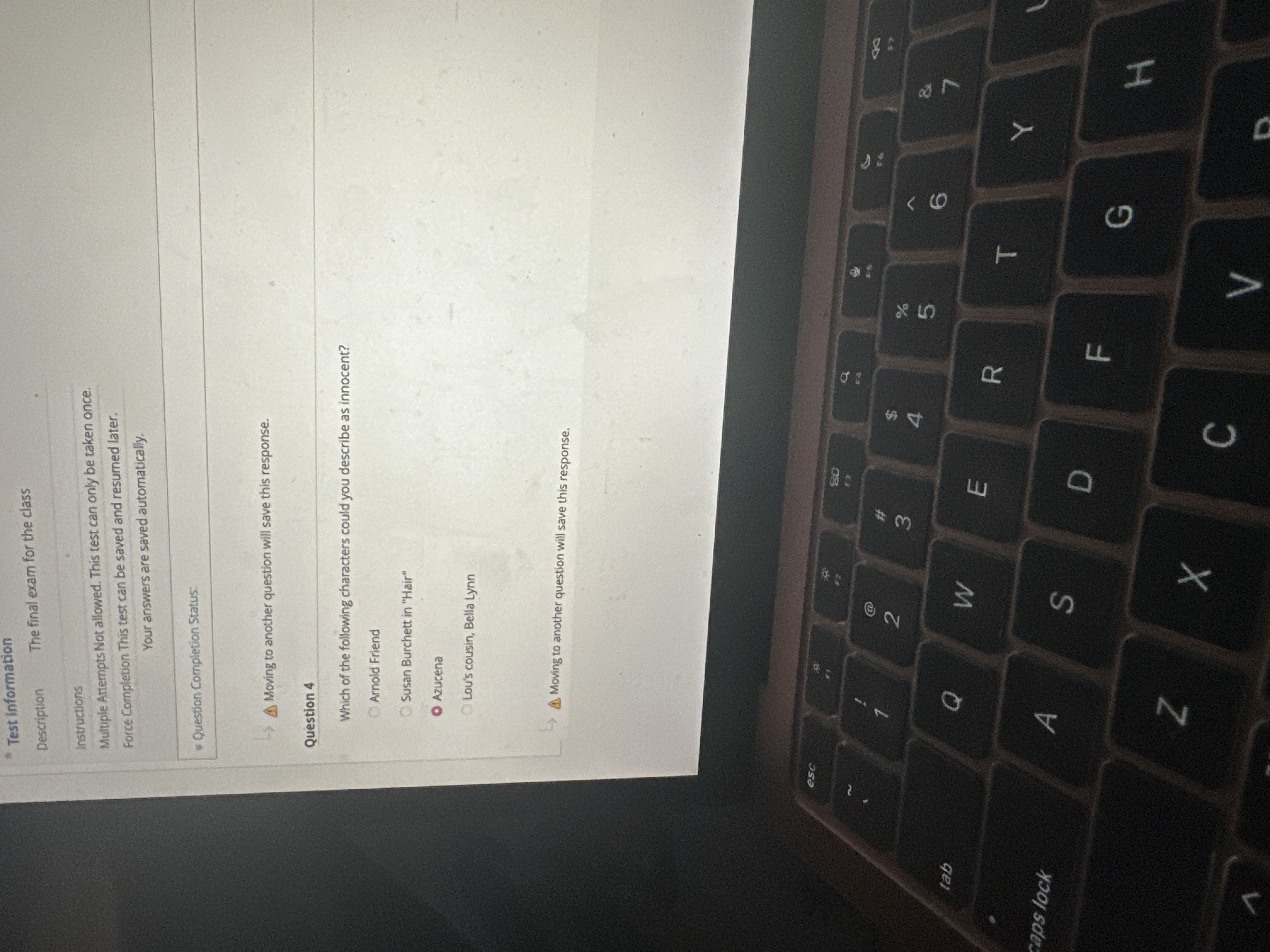 Answer Test Information The final exam for the