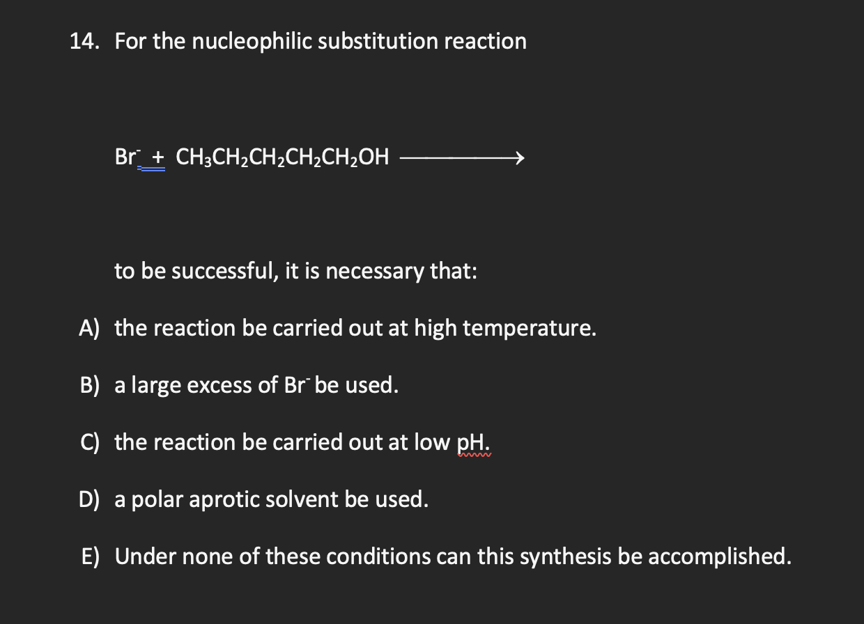 answer and explain . For the nucleophilic