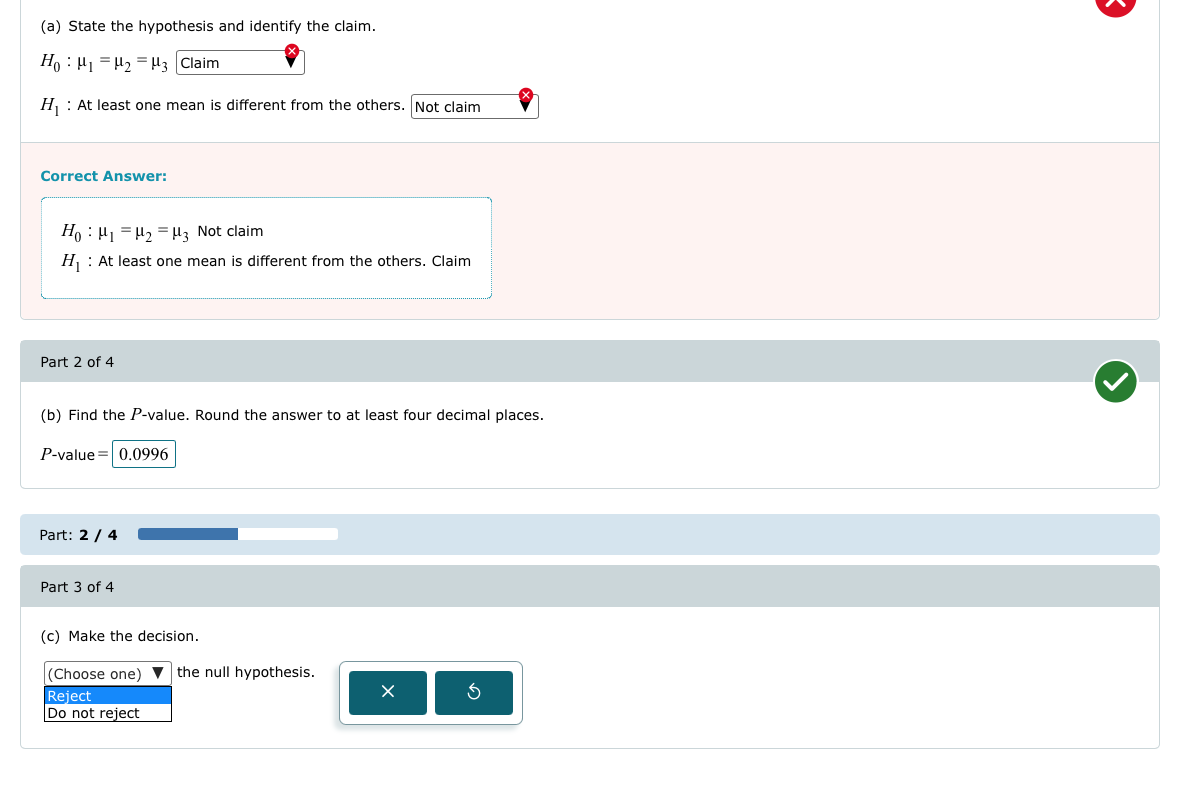 answer (a) State the hypothesis and identify the