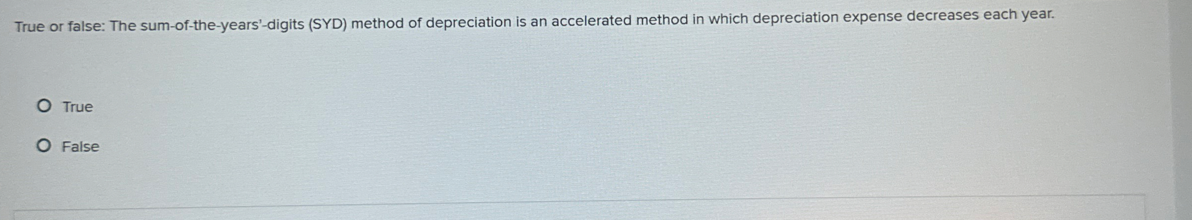 True or false: The sum - of - the - years' -