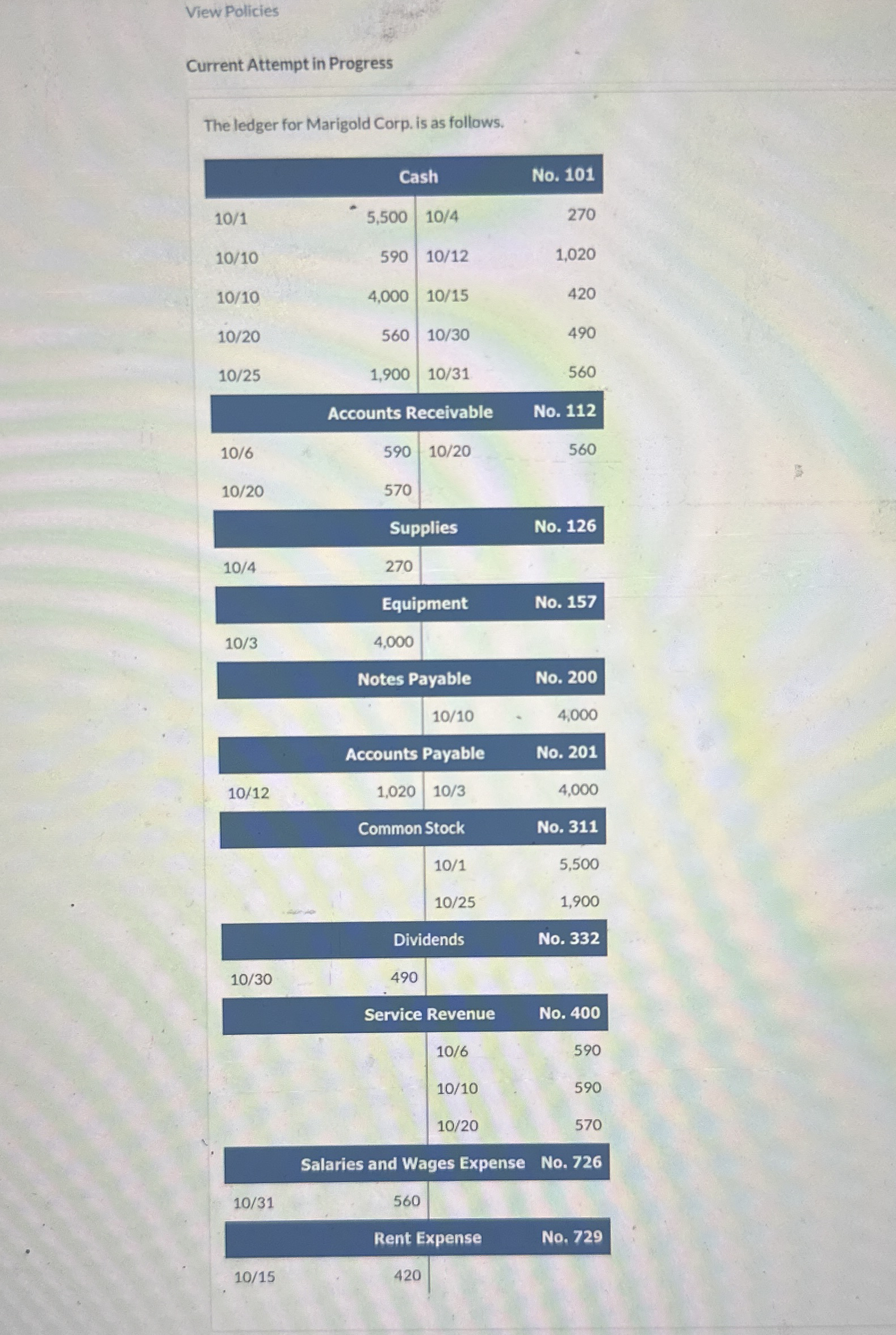 View Policies Current Attempt in Progress The