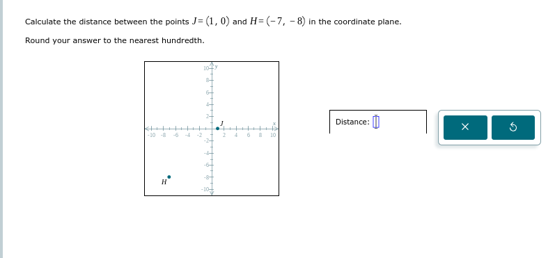 answer Calculate the distance between the points