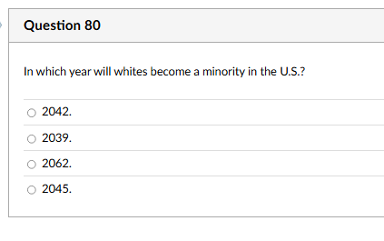 answer Question 80 In which year will whites