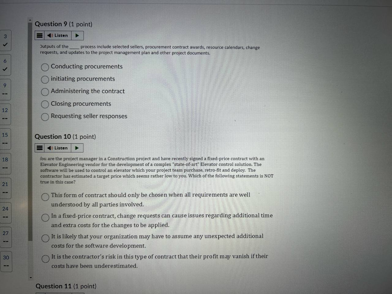 answer Question 9 (1 point) Listen Outputs of