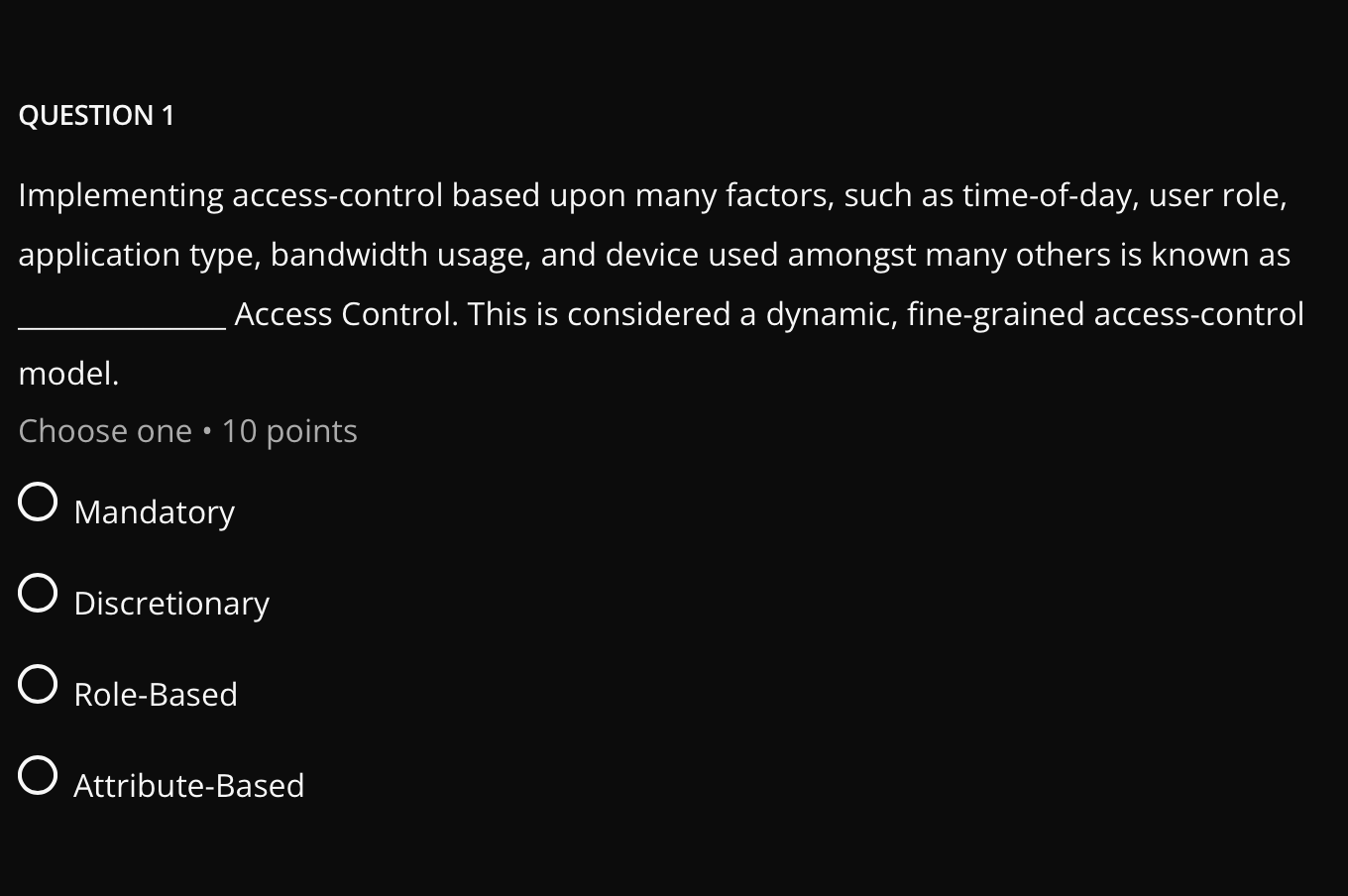 answer QUESTION 1 Implementing access-control