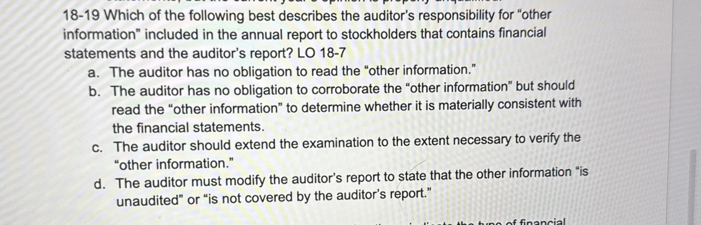 1 8 - 1 9 Which of the following best describes