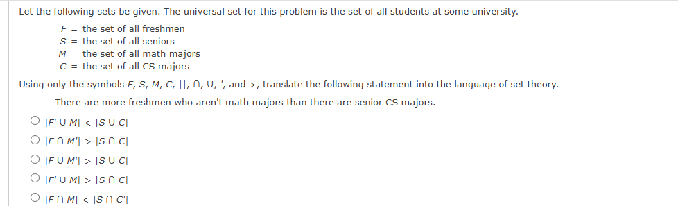 how to answer Let the following sets be given.