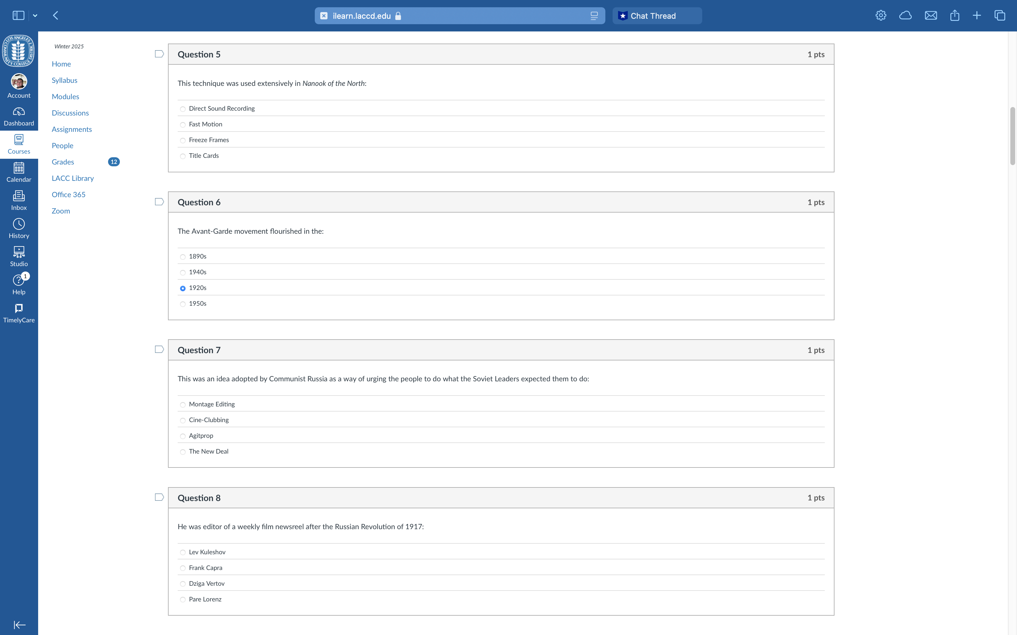 answer x ilearn.laccd.edu *Chat Thread + Winter