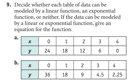 answer the question 9. Decide whether each table