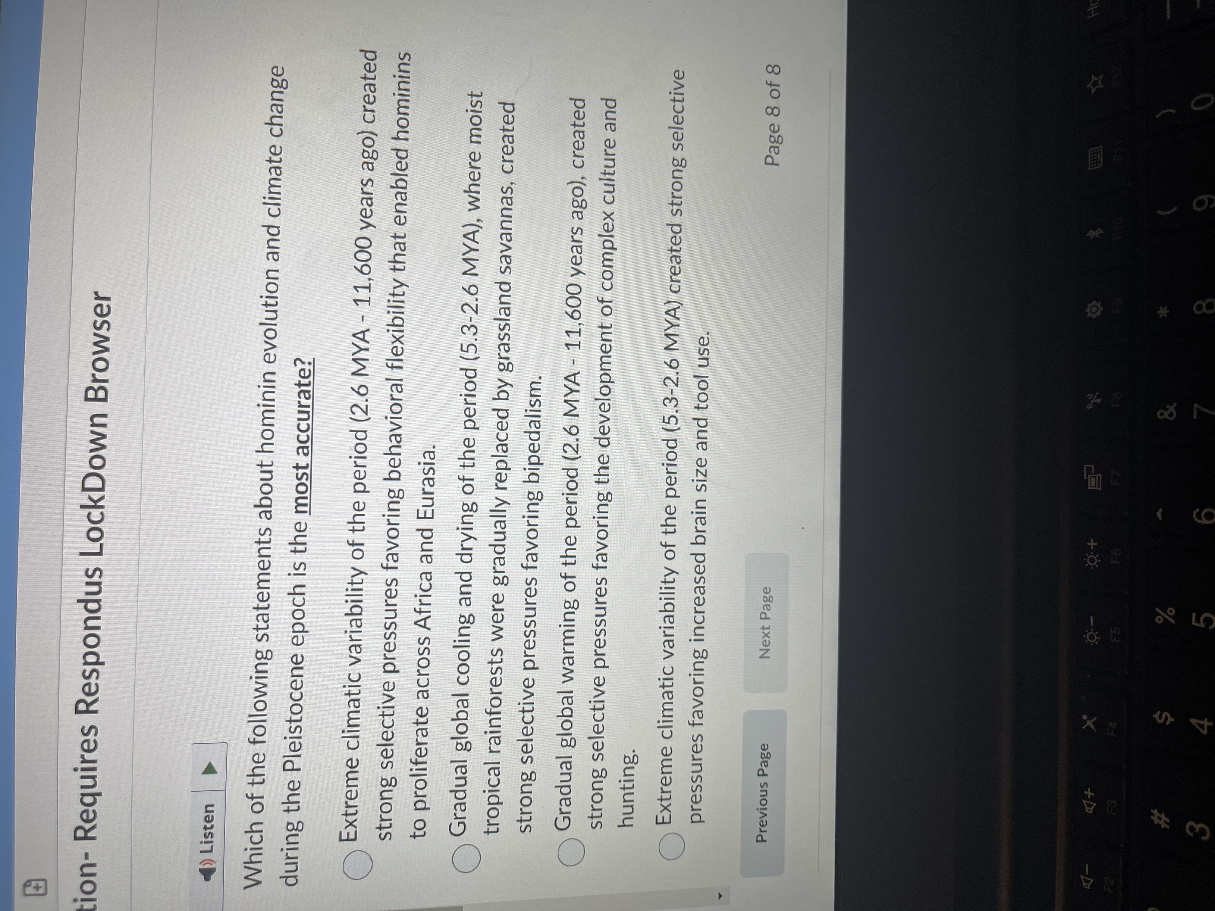 Answer tion- Requires Respondus LockDown Browser