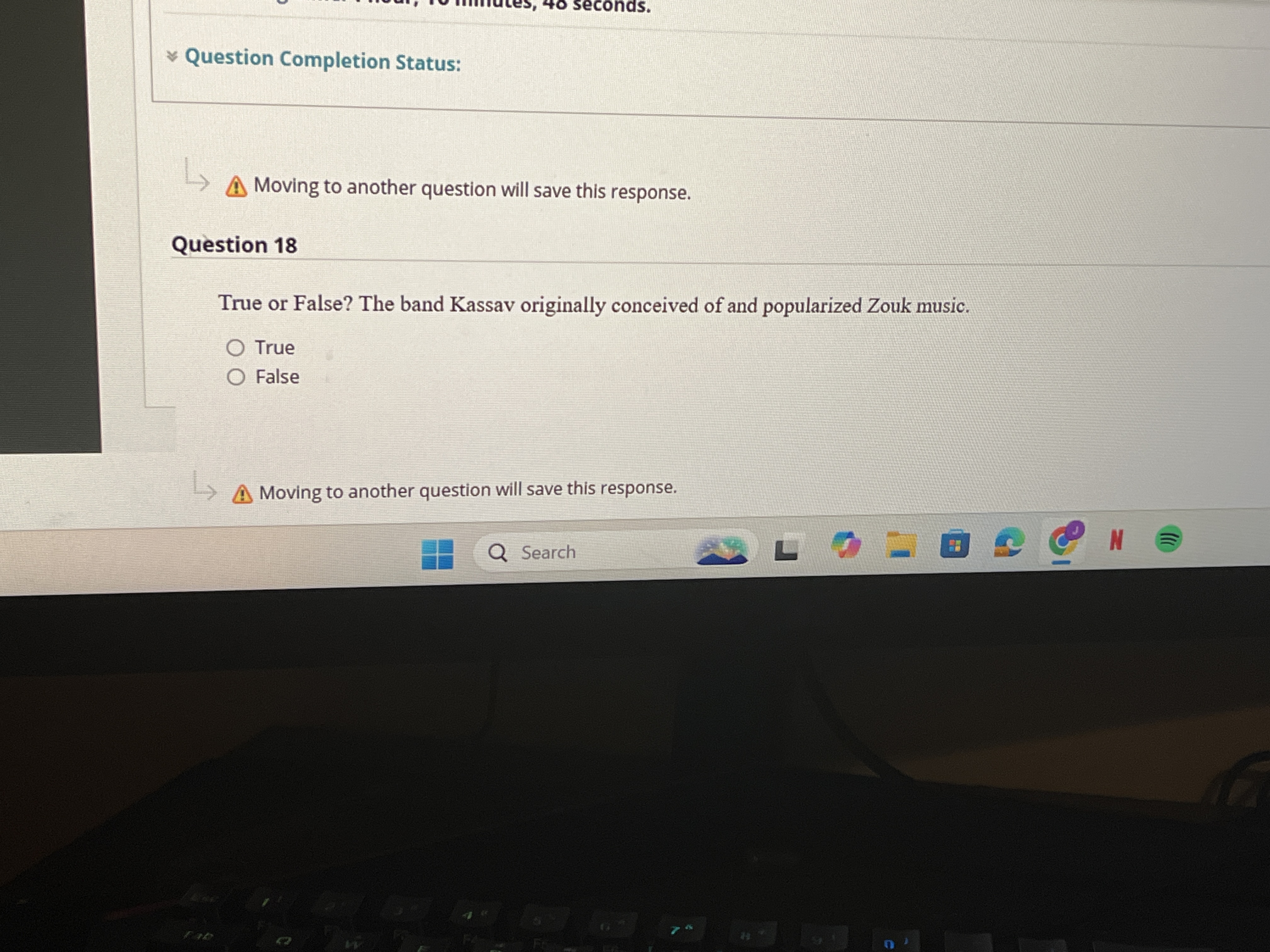 Answer conds. Question Completion Status: Moving