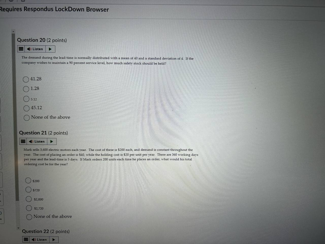 answer Requires Respondus LockDown Browser