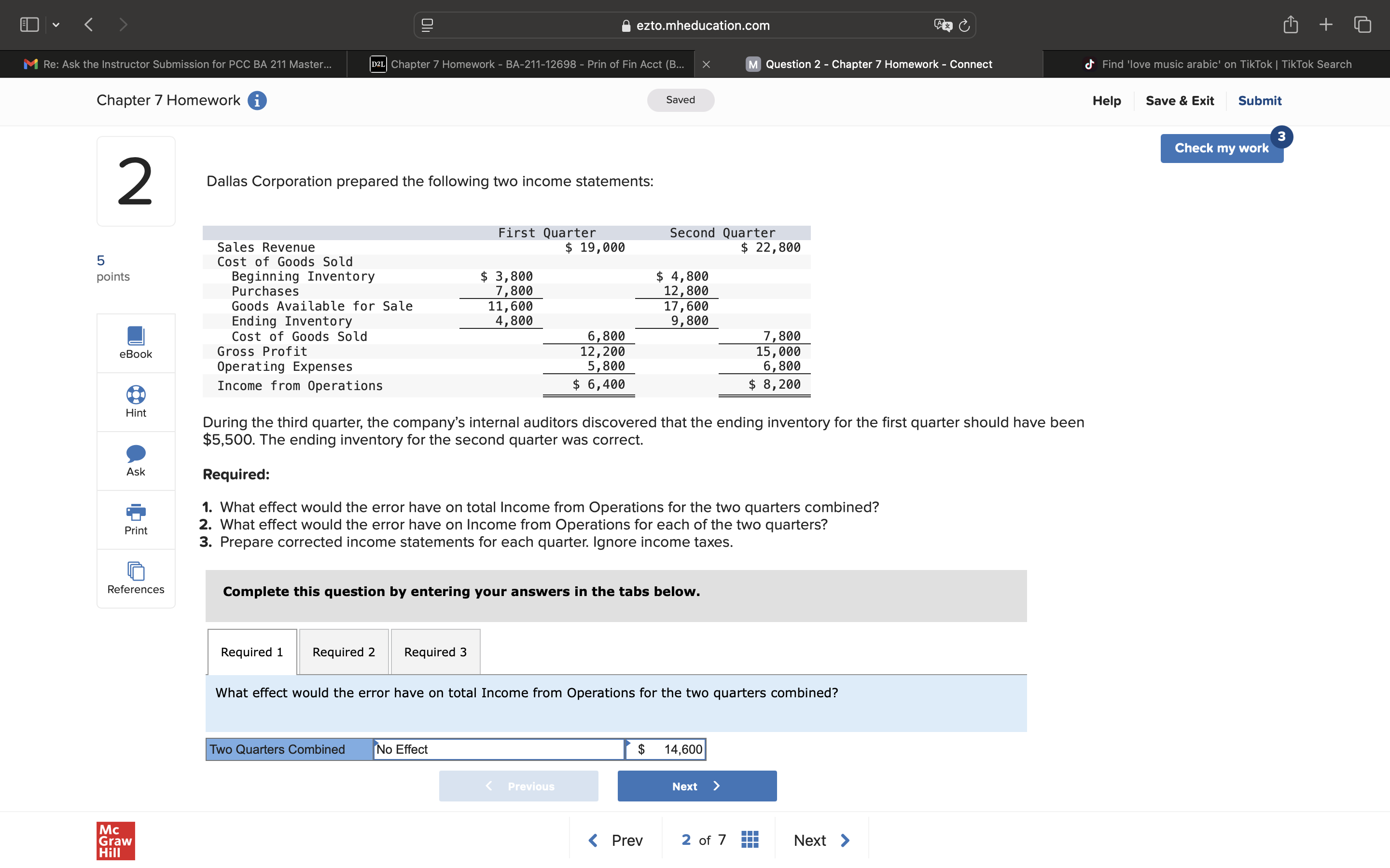 I have this answer wrong so what is the correct