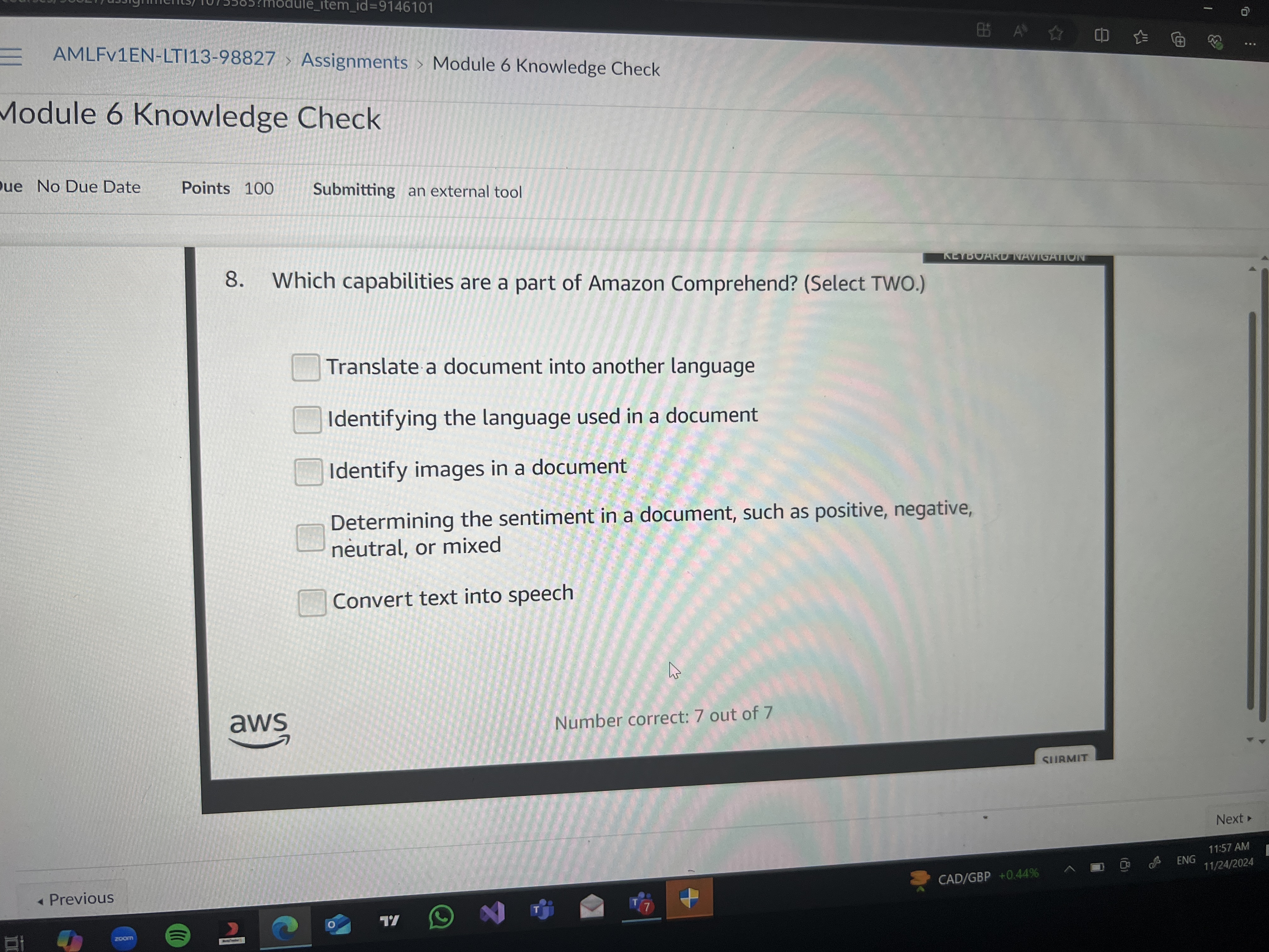 Answer > Assignments 5 Module 6 Knowledg Check