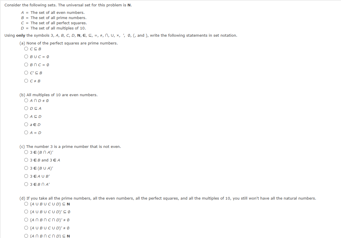 how to answer Consider the following sets. The