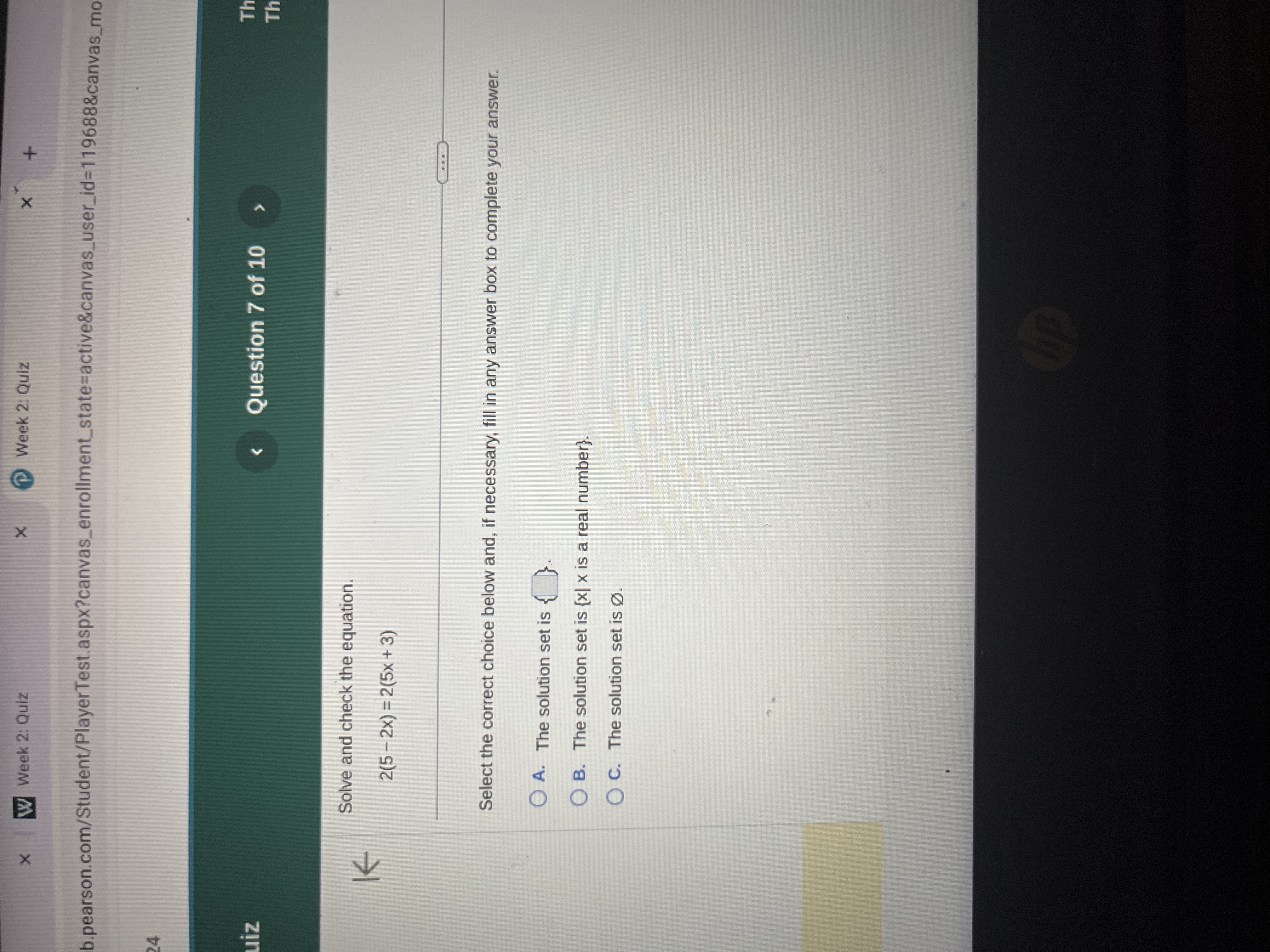 Answer X W Week 2: Quiz x Week 2: Quiz X